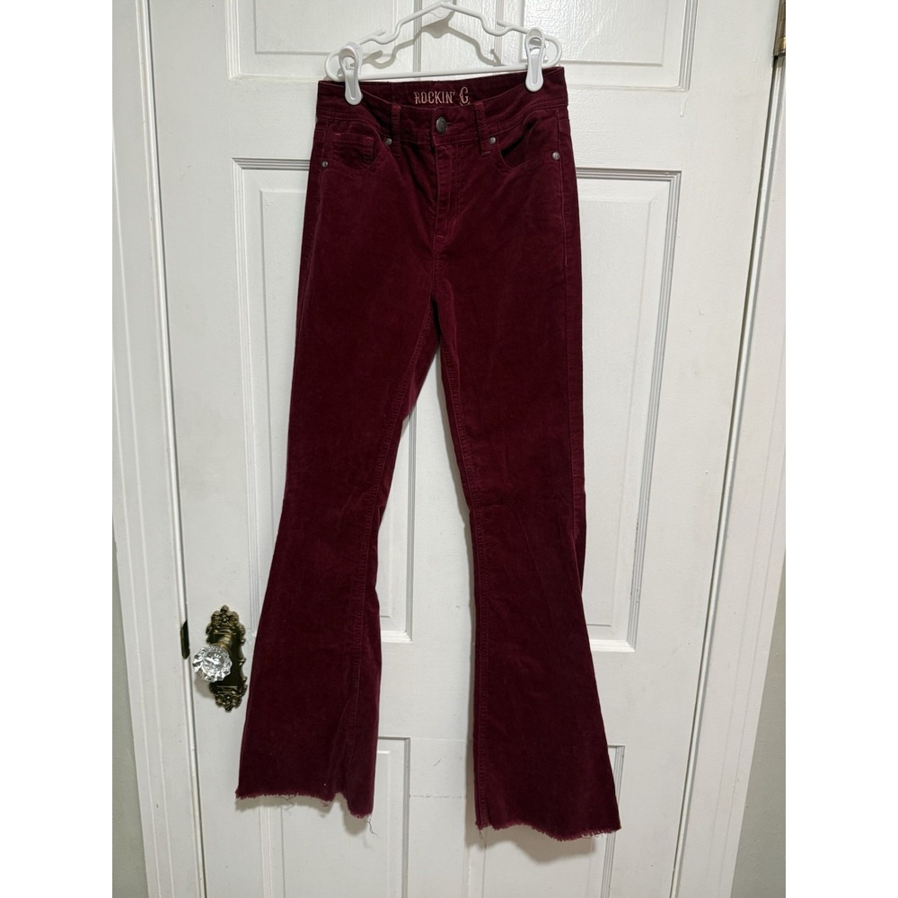 Maroon Rockin C Flare Pants Size 25 Corduroy Womens